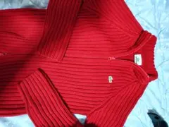 LACOSTE ジップアップ ニット レッド 40