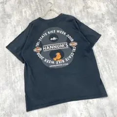 00s ハーレーダビッドソン【XL】両面プリント Tシャツ/鳳凰キャラ 墨黒