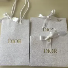 ★美品★Dior ホワイトレザー調 リボンつき　ショッパー 3点セット