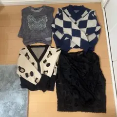 アーガイル柄とレオパード柄ニットセット