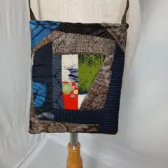 M*9様 着物リメイク　大島紬や絣パッチワークミニショルダーバッグ　(スマホショ