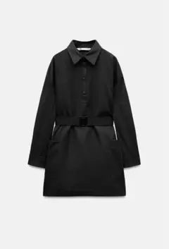 ZARA ブラックシャツワンピース ベルト付き 新品タグ付き