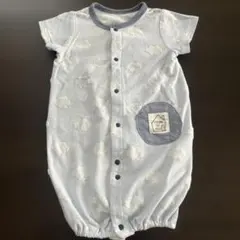 水色タオル地ツーウェイオール 雲柄 50-60 半袖