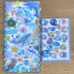 おすそ分け【うみのいきもの】キラキラホログラム立体シールセット