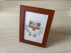 茶色の木製フレーム 児童画 キャラクター