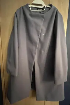 HushHush ノーカラーブルーグレーコート⭐︎サイズ3