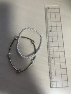 パールと金属製ブレスレット2点セット