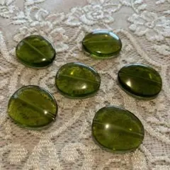 緑色オーバル型　ビーズ 6個セット