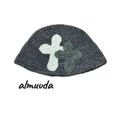 十字架　クラッシャーハット ビーニー　手編み