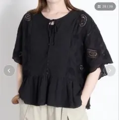新品タグ付 かぐれ コットンラッセルレースポンチョブラウス 黒 - メルカリ