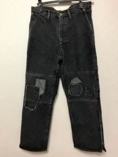 kyouブラック パッチワーク デニムパンツ