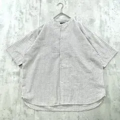 ITEMS アーバンリサーチ シアサッカー バンドカラー 半袖シャツ M