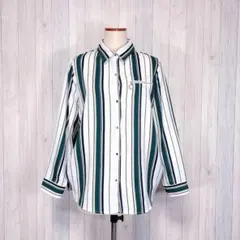 【Blistorm】長袖 シャツ 羽織り ストライプ サイドタック カジュアル