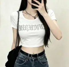 shein SHEIN Tシャツ 半袖 ワンホン 韓国 ホワイト
