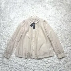 【新品タグ付】バナナリパブリック シルク混 ブラウス ベージュ 丸襟 上品のサムネイル