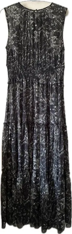 Mila Owenミラオーウェン ウエストシャーリングノースリーブ花柄ワンピース