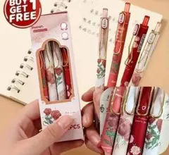 【新品 未使用品】ヴィンテージローズノック式ボールペン 4本セット 0.5mmのサムネイル