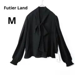 新品 Futier Landフューティアランド ブラック M ボウタイブラウス