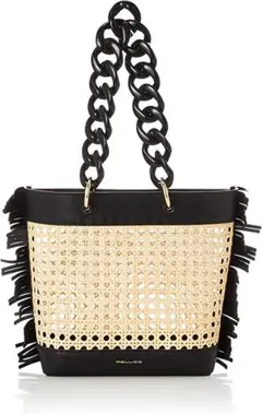 【美品】PELLICO かごバッグ ラフィア レザー ブラック ポーチ付き 美品】PELLICO かごバッグ ラフィア レザー ブラック ポーチ付き