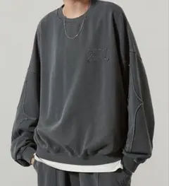 スウェット チャコール グレー ストリート オーバーサイズ ユニセックス 韓国系