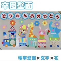 【卒園おめでとう】電車壁面　卒園壁面　壁面飾り
