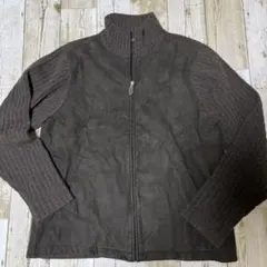 23区 HOMME ジップアップ ニット切替 ブルゾン ダークブラウン