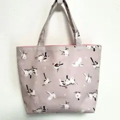 トートバッグ　小鳥　シマエナガ柄　ハンドメイド