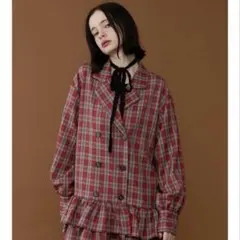 jouetie ジュエティ ヘムフリルトレンチミニワンピース 赤チェック