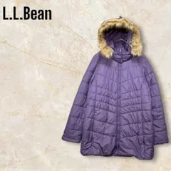 L.L.Beanファーフード付きパープルロングコート L