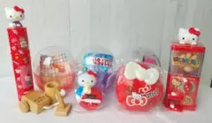 キティ　マスコットウォッチ　リボンコンパクト　ヘアゴム　ミニチュア木製　ケース