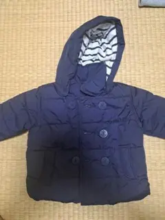 ネイビー フード付きダウンジャケット