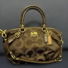 コーチ COACH 2way バッグ　マディソン　シグネチャー　ブラウン　美品