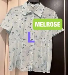【最終】MELROSE 花柄　半袖ブラウス　水色　Lのサムネイル