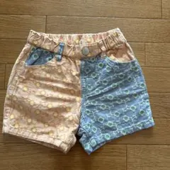セラフ　花柄 アシンメトリー　ショートパンツ　オレンジ・水色　120