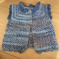 かぎ針編み ベスト 青系のグラデーション