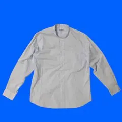 ACTIBIZ 長袖　バンドカラーシャツ ワイシャツ　ブルーストライプ　M