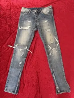 mnml スキニーデニム ダメージ加工 ジップ付き 29インチ - メルカリ