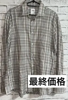 ZARA チェック柄 長袖シャツ グレー系