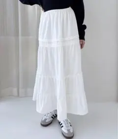 【Heather】コットンライクティアードロングスカートのサムネイル