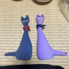 手作りネコの置物人形