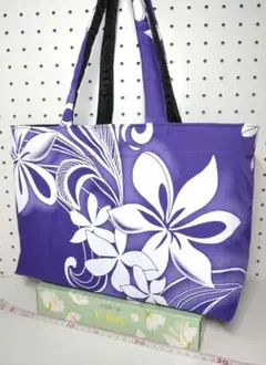 トートバッグ エコ サブ リバーシブル ハワイ ティアレ リーフ ハンドメイド