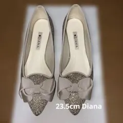 23.5cm ダイアナ　リボン　グログランリボンのオペラシューズ　グリッター