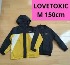 LOVETOXIC フード付きウインドブレーカージャケット M 150cm紺✕黄