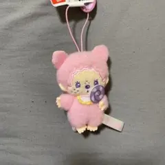 サンリオ モンチッチ　紫色のキャンディを持ったぬいぐるみ マスコット