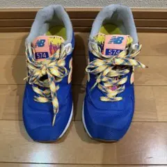 New Balance 574 スニーカー 青/オレンジ