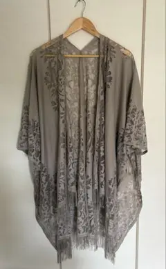 ＊美品＊レース羽織 ポンチョ カーディガン　ジャイロ　グレイッシュベージュ