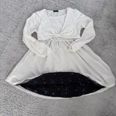 earth music&ecology フレアワンピース 長袖 裏地星柄 春服