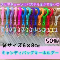 NO.246B キャンディバッグ キーホルダー 50個セット 星 クリアチェーン