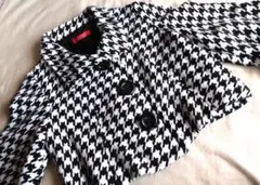 2通り ジャケット ボレロ 上着 フォーマル 白黒 千鳥格子 チェック M 卒業