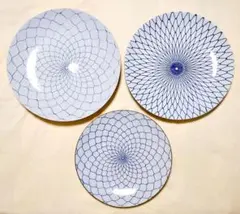 瀬戸焼 眞窯 麻の葉 八角皿 預け鉢 (小/中/大3枚セット) 瀬戸染付焼